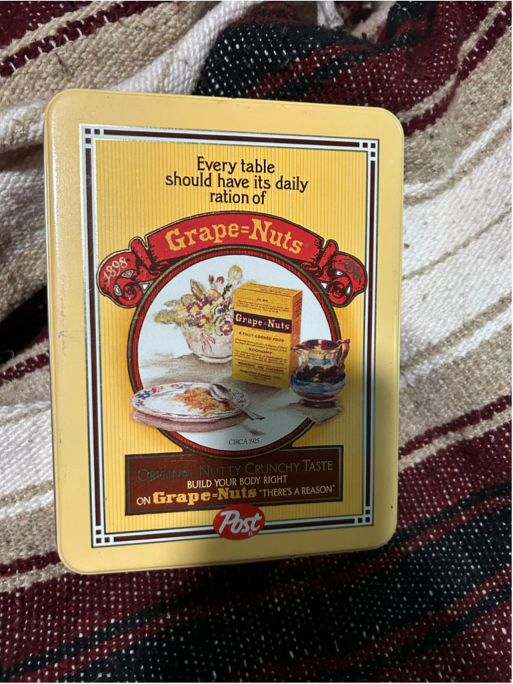 Post Grape-Nuts Vintage Style Decorative Tin One Size Yellow Red